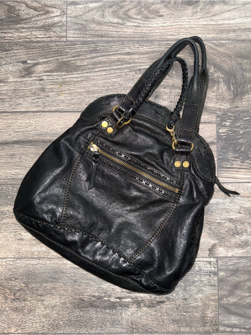 Lucky Brand Vintage Inspired Black Leather Hobo Bag Purse-Y2K-Boho Style